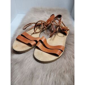 Madewell Brown Leather Wrap around ankle sandals Size 8